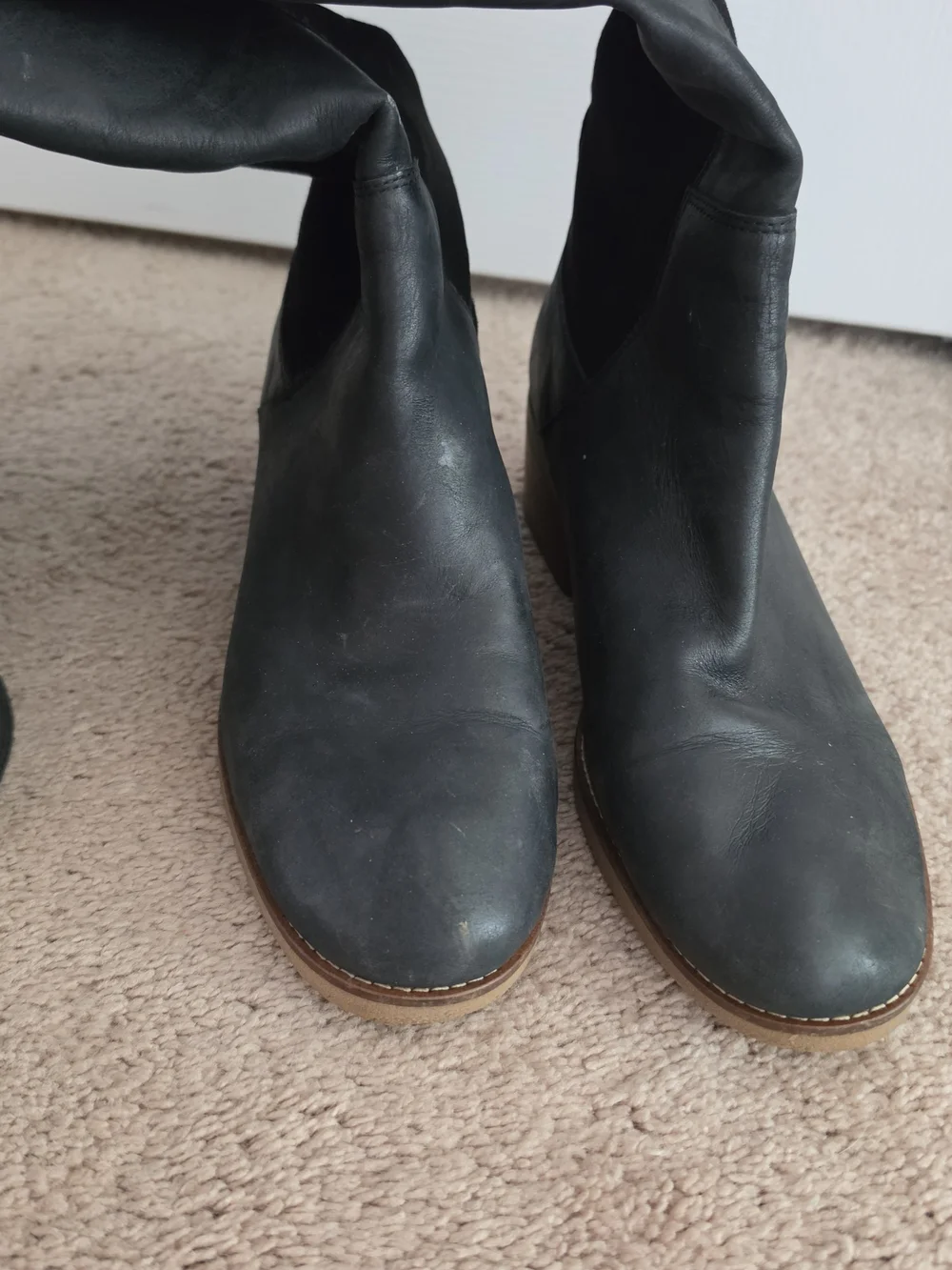 Lucky Brand Black Over-the-Knee Leather & Suede Boots